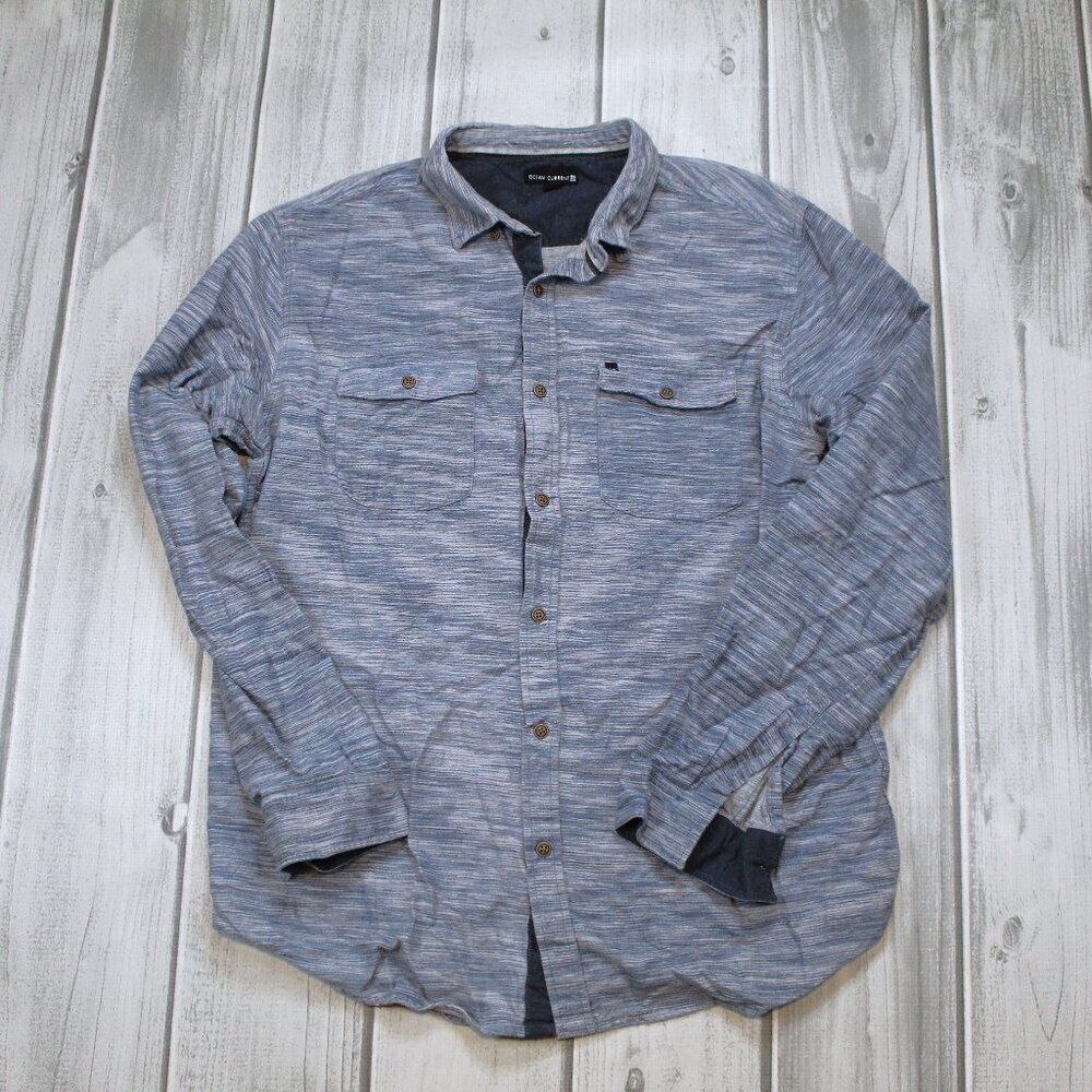 Ocean Current Men's Button Down Shirt Heathered Blue